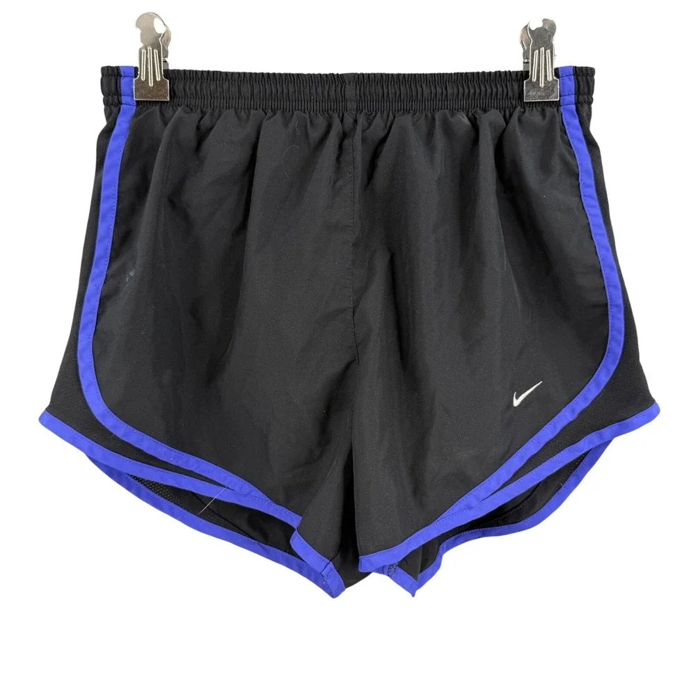 Nike Running Shorts Womens Small Black Blue‎ Dri-FIT Tempo Track Mesh Trim